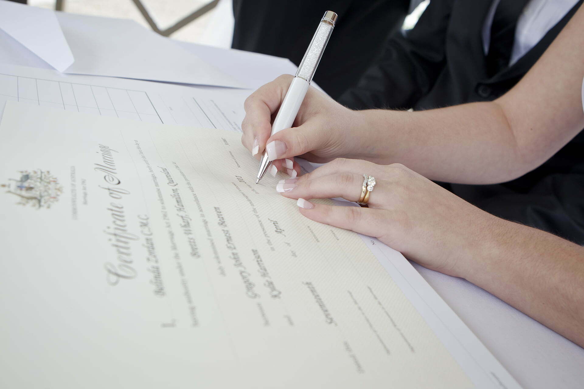 Signing Marriage Certificate